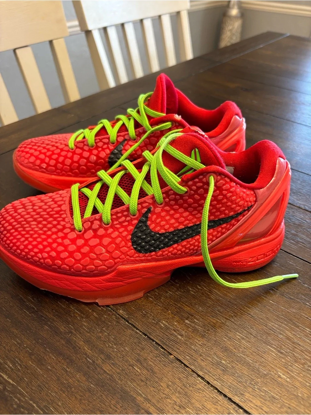 Nike Kids Zoom Kobe 6 Protro - Red with Neon Green Laces